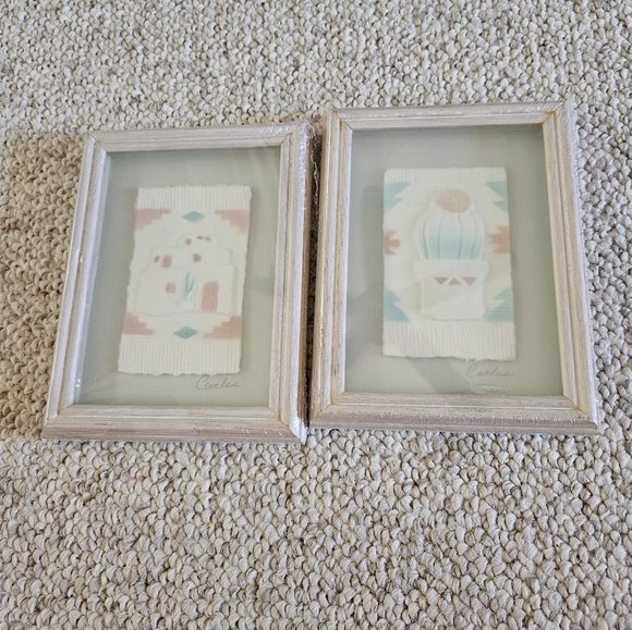 Vintage Figi Graphics hand cast paper set of 2 southwestern theme framed artwork - Picture 4 of 12